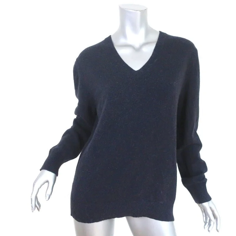 Dries Van Noten V-Neck Pullover Sweater Navy Alpaca-Blend Size Large Nylon Fabric Polyester Fabric Spandex Fabric Dries Van Noten V-Neck Pullover Sweater Navy Alpaca-Blend Size Large Nylon Fabric Polyester Fabric Spandex Fabric