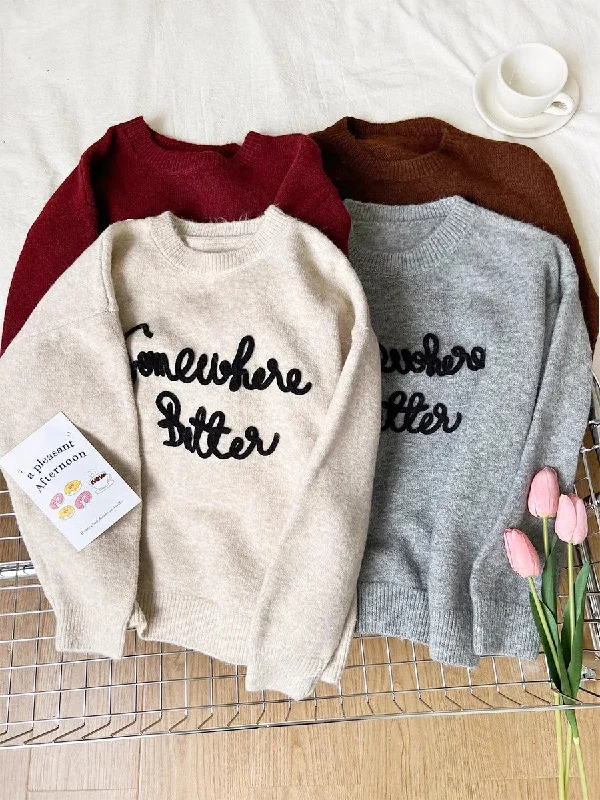 embroidery round neck pullover sweater     S4702 Print Jacquard Patchwork