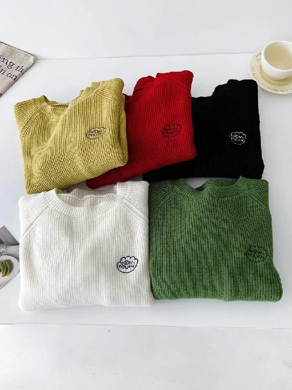 fashionable round neck knitted sweater     S4720 Cable Knit Ribbed Knit Lace Knit