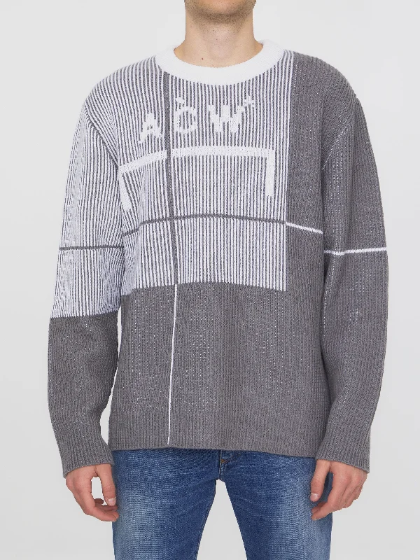 Grid Sweater Sequined Glittery Shiny