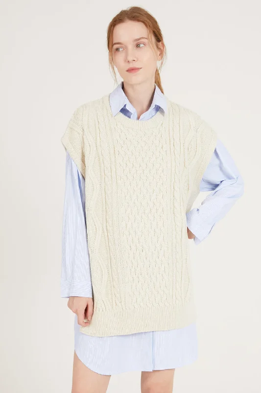 Harper Oversized Sweater Vest Jersey Fabric Tulle Fabric Batik Fabric
