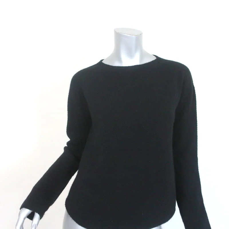 Helmut Lang Cashmere Sweater Black Textured Knit Size Small Crewneck Pullover Cashmere Blend Cotton Blend Poly Blend