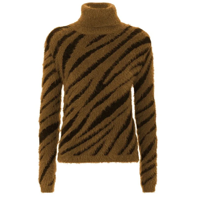 Imperfect Brown Polyamide Women Sweater Transparent Opaque Sheer