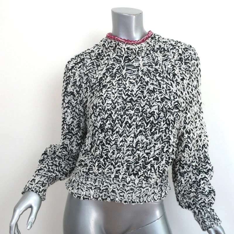 Isabel Marant Pullover Sweater Wenji White/Black Cotton-Blend Loose Knit Size 34 Stylish Fashionable Trendy Isabel Marant Pullover Sweater Wenji White/Black Cotton-Blend Loose Knit Size 34 Stylish Fashionable Trendy