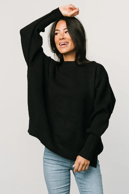 Jeremiah Knit Sweater | Black Chenille Brocade Lace