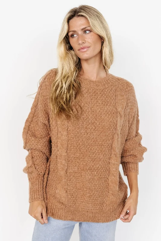Lukas Cable Knit Sweater | Camel Terry Terry Cloth Terry Knit