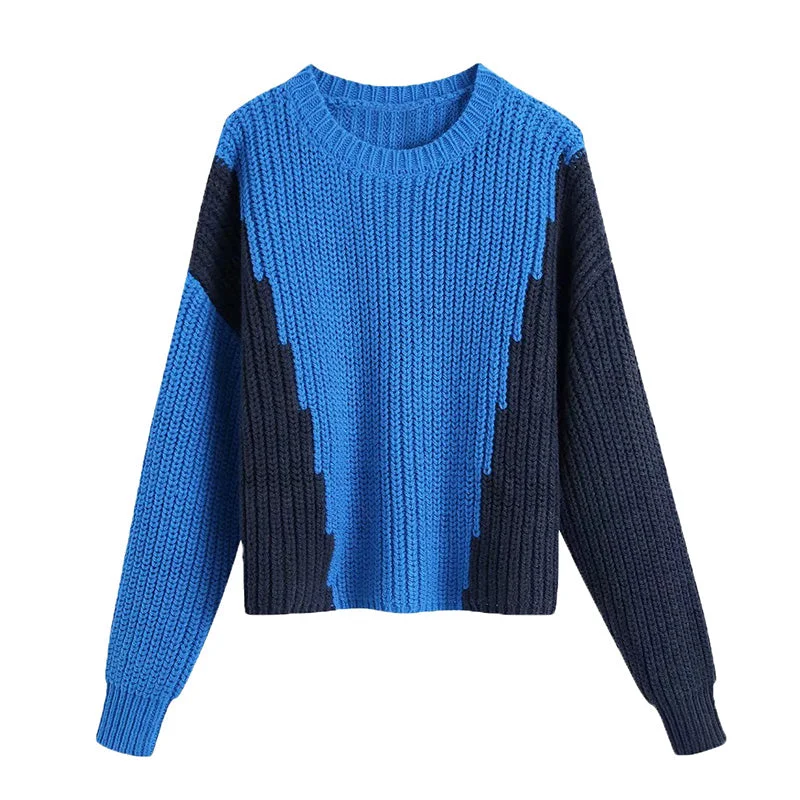 New fashion round neck long sleeve color matching sweater sweater 7206 Modern Contemporary Chic New fashion round neck long sleeve color matching sweater sweater 7206 Modern Contemporary Chic