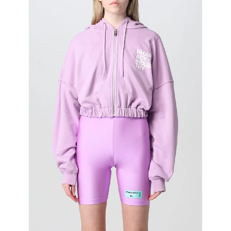 Pharmacy Industry "Purple Cotton Women Sweater With Zip Closure" High Neck Crew Neck V-Neck Pharmacy Industry "Purple Cotton Women Sweater With Zip Closure" High Neck Crew Neck V-Neck