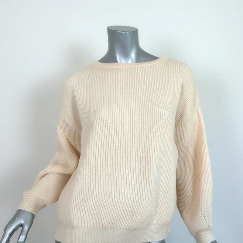 Philosophy Sweater Ivory Wool Ribbed Knit Size US 4 Chiffon-Back Pullover Satin Blend Silk Blend Wool Blend Philosophy Sweater Ivory Wool Ribbed Knit Size US 4 Chiffon-Back Pullover Satin Blend Silk Blend Wool Blend
