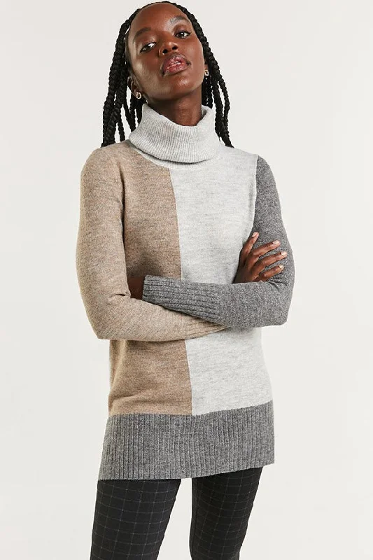 Point Zero Colour Block Sweater Fleece Fabric Down Fabric Feather Fabric