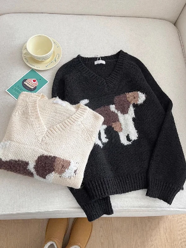 round neck long-sleeved sweater     S4751 Tailored Straight A-Line
