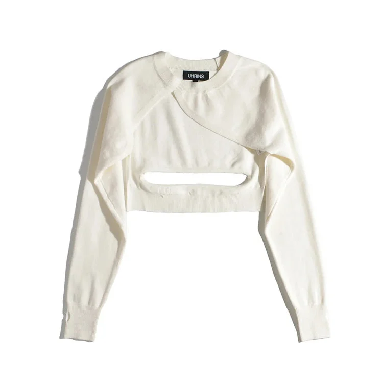Solid color top small retro round neck hollow knitted Pullover Sweater 7244 Elegant Classic Vintage Solid color top small retro round neck hollow knitted Pullover Sweater 7244 Elegant Classic Vintage