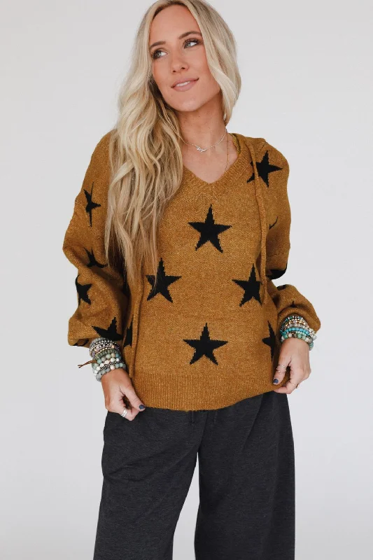 Starborn Hoodie Sweater - Camel High Neck Crew Neck V-Neck