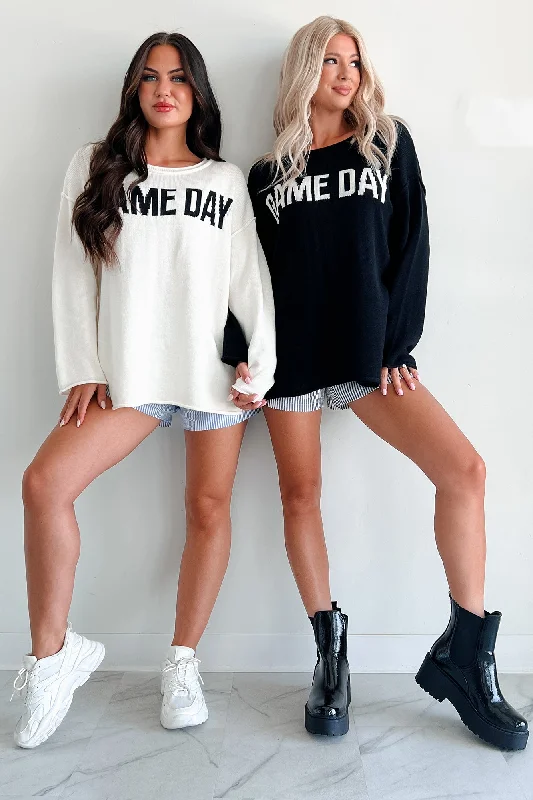 Stylish On The Sideline "Game Day" Sweater (Ivory/Black) Bright Pastel Dark