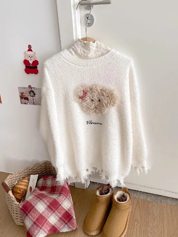 Sweet soft round neck long-sleeved knitted sweater    S4723 Thin Thick Dense