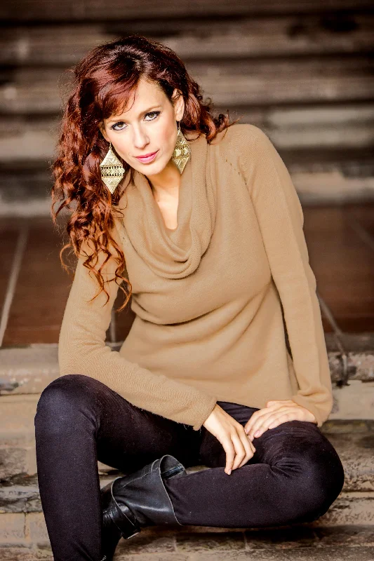 Tan Warmth Cotton and alpaca sweater Casual Formal Business