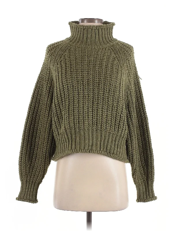 Turtleneck Sweater Solid Color Striped Floral Print