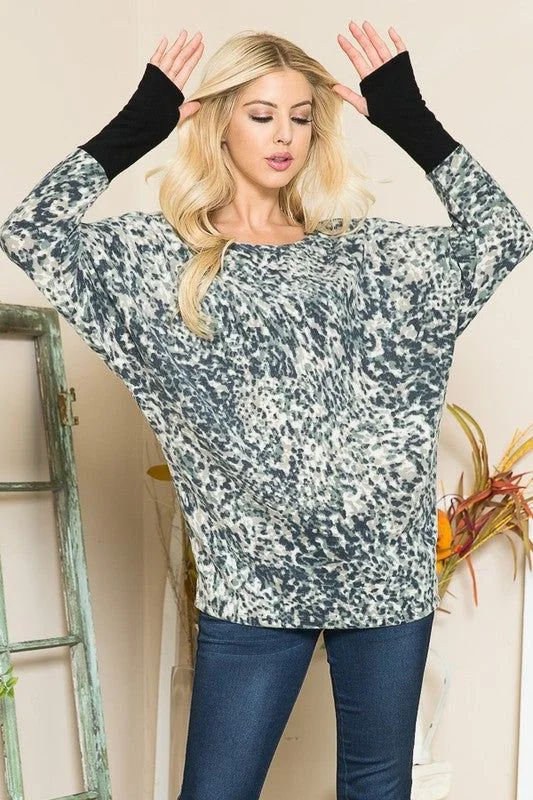 Ultra Soft Dolman Thumbhole Sweater Wool Fabric Cashmere Fabric Tweed Fabric