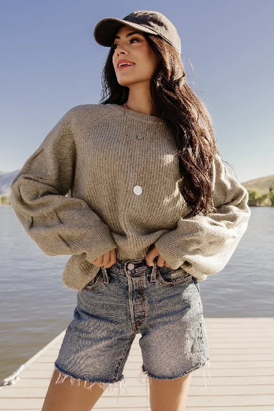 Vancouver Sweater | Light Olive Herringbone Houndstooth Plaid