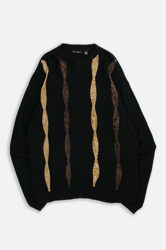 Vintage Knit Sweater - XXXXL Tall Zippered Front Buttoned Front Snap Front