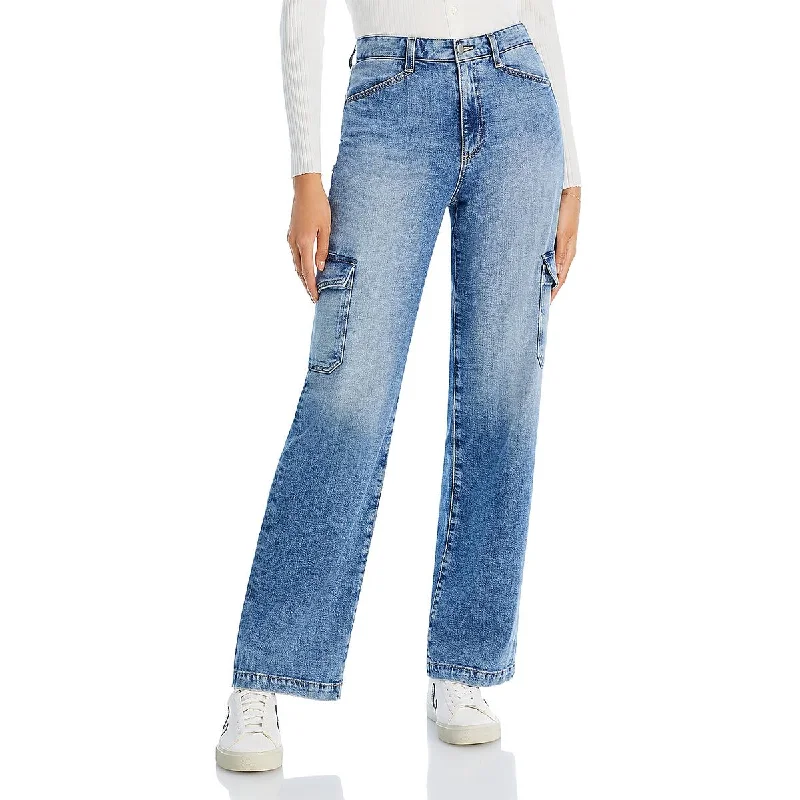 AG Jeans Womens Cargo Denim Wide Leg Jeans Trendy Paperbag Waist Jeans