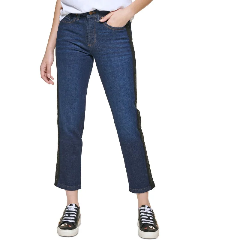Womens High Rise Dark Wash Straight Leg Jeans Comfortable Dark Wash Jeans