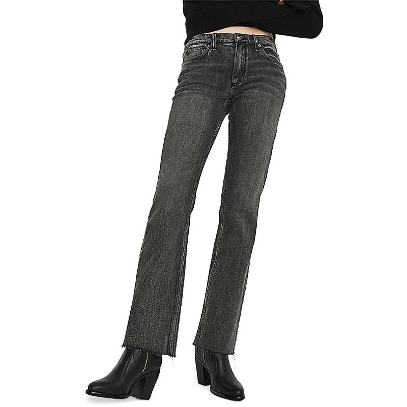 Peyton Womens Mid Rise Raw Hem Bootcut Jeans Comfortable Zip-Up Skinny Jeans
