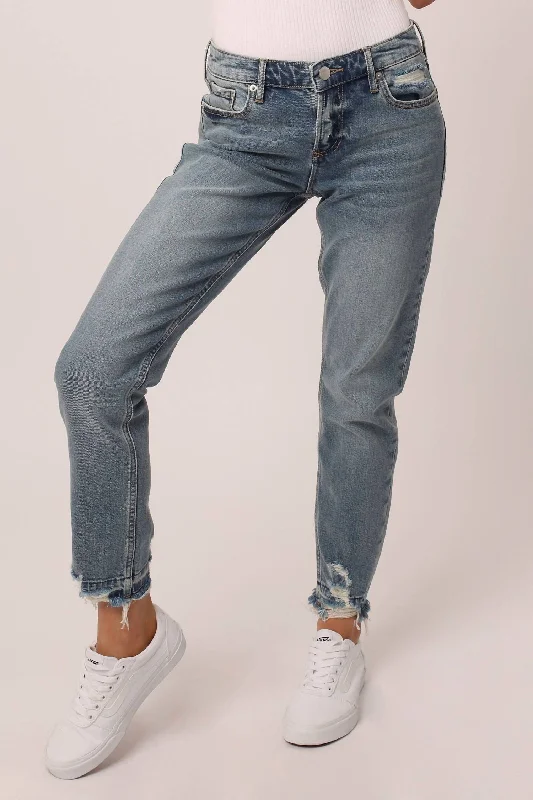 Blaire Slim Straight High Rise Jeans In Blue Trendy Low-Rise Bootcut Jeans