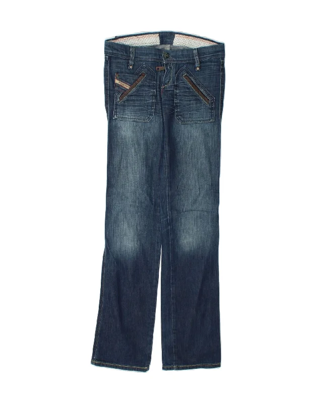 DIESEL Womens Bootcut Jeans W25 L34 Blue Cotton Elegant Wide-Leg Jeans