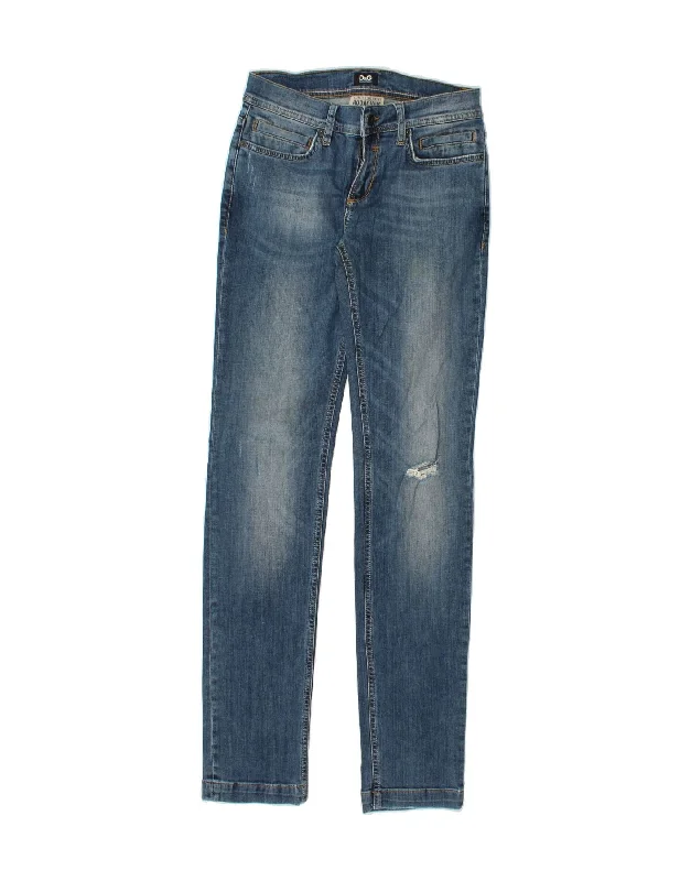 DOLCE & GABBANA Womens Tight Fit Distressed Skinny Jeans W28 L35 Blue Stylish Cargo Style Jeans DOLCE & GABBANA Womens Tight Fit Distressed Skinny Jeans W28 L35 Blue Stylish Cargo Style Jeans