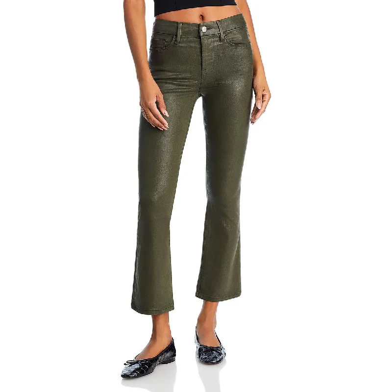 FRAME Womens High Rise Cropped Bootcut Jeans Stylish Tapered Fit Jeans