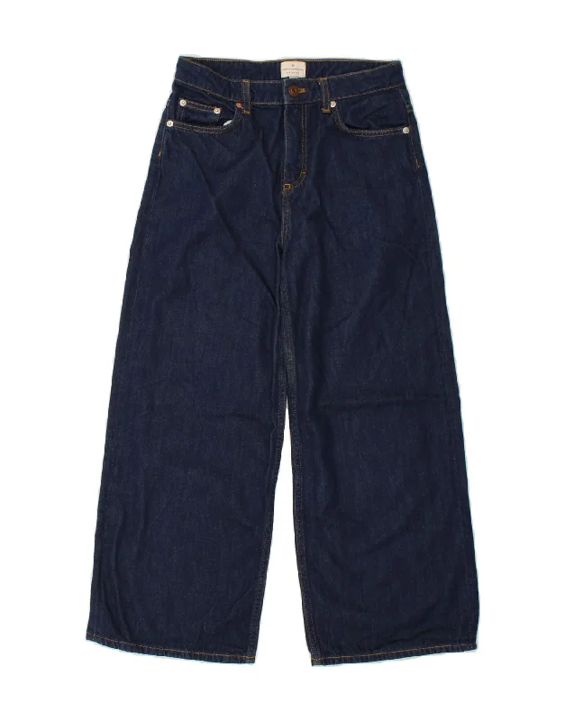 FRENCH CONNECTION Womens Cropped Jeans UK 8 Small W28 L25  Navy Blue Comfortable Straight-Legged Denim