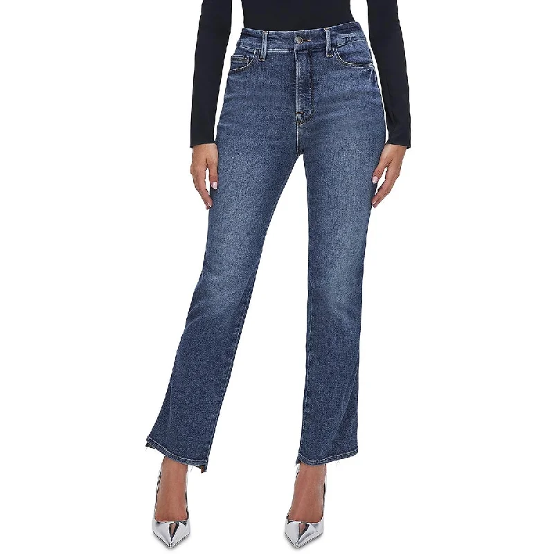 Good American Womens Ankle Denim Straight Leg Jeans Fashionable Cropped Denim Jeans
