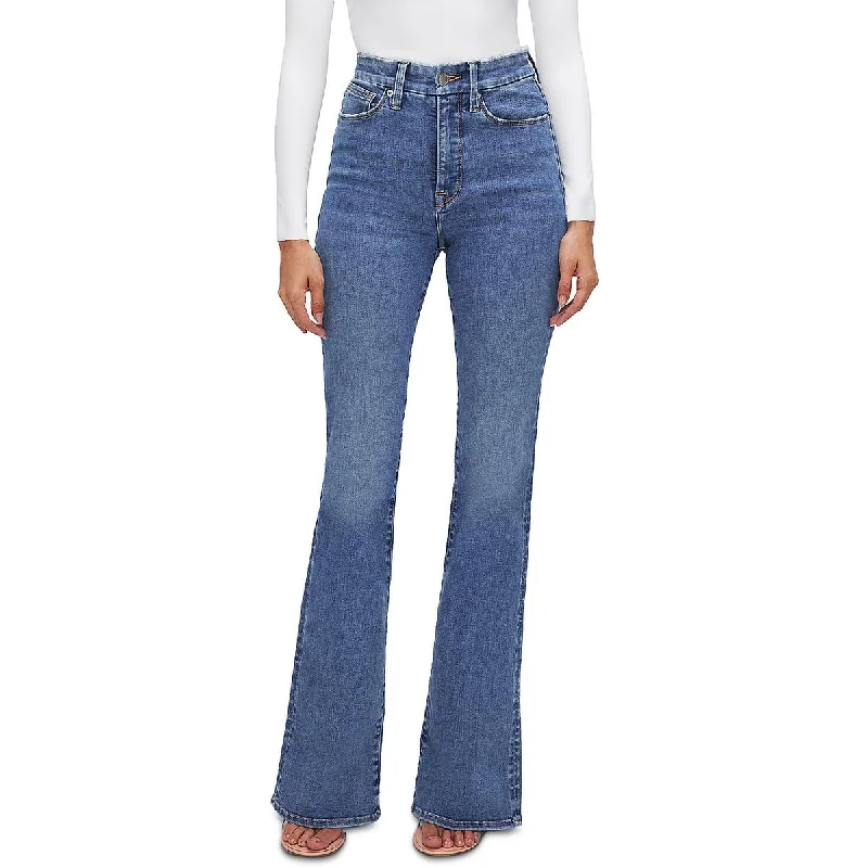 Good American Womens Bell Bottoms Denim Bootcut Jeans Stylish High-Waist Jeans