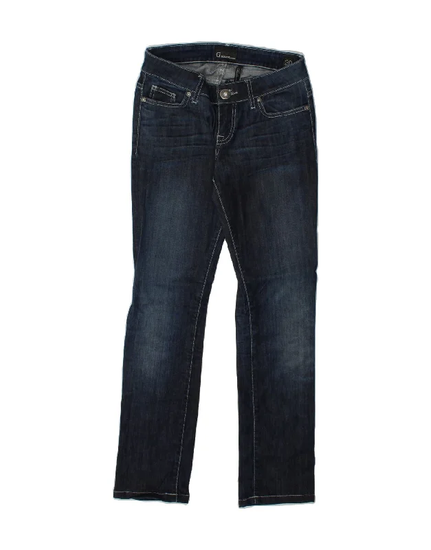 GUESS Womens Slim Jeans W28 L31 Navy Blue Cotton Casual Straight-Leg Jeans