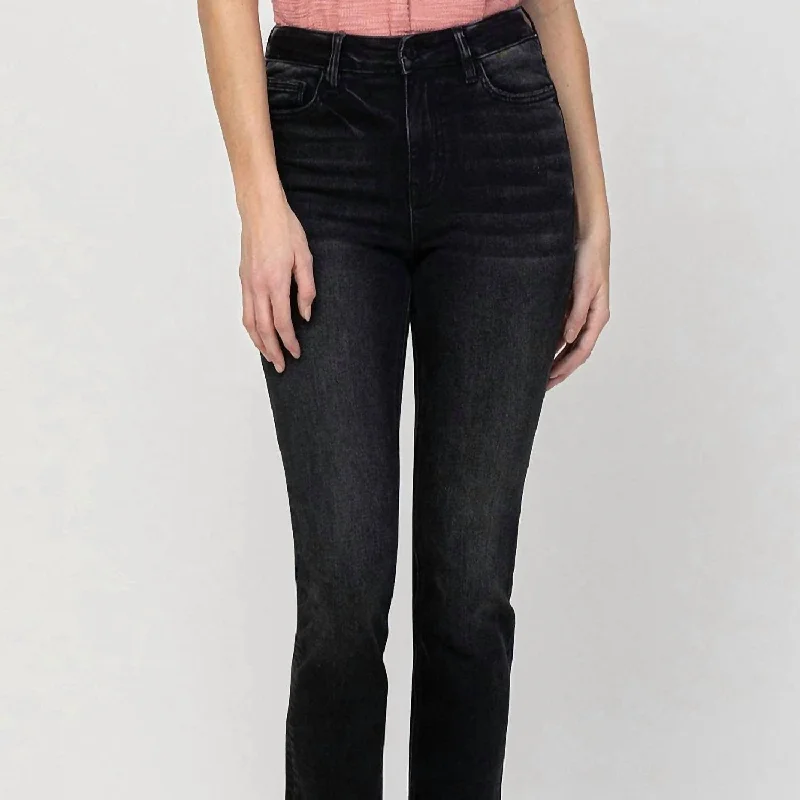 Jeanne High Rise Slim Straight Jeans In Black Stylish Bootcut Denim Jeans