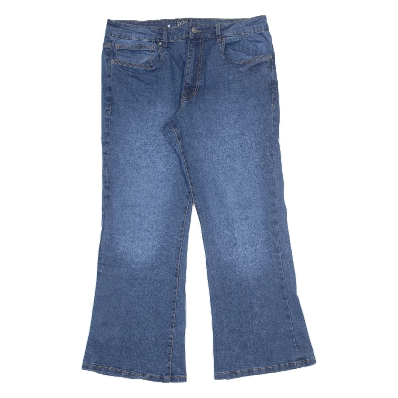 LCJD Womens Jeans Blue Regular Bootcut Stone Wash W36 L30 Comfortable Stretch Denim Jeans