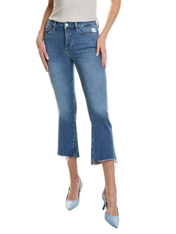 Le Crop Mini Boot Jeans In Drizzle Rips Chew Casual Distressed Denim Jeans