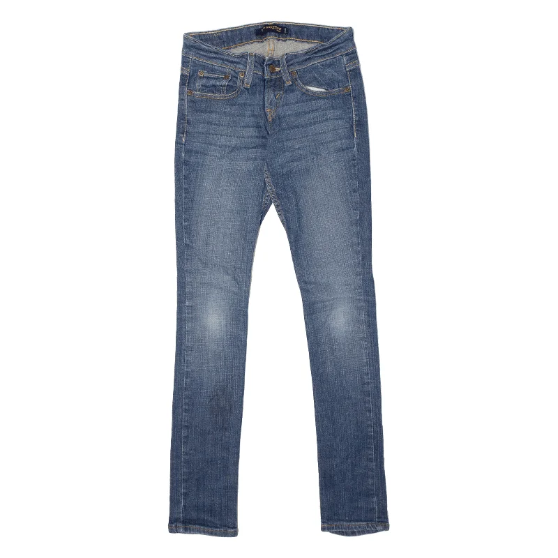 LEVI'S 524 Super Low Jeans Blue Denim Slim Skinny Stone Wash Womens W26 L31 Casual Distressed Skinny Jeans