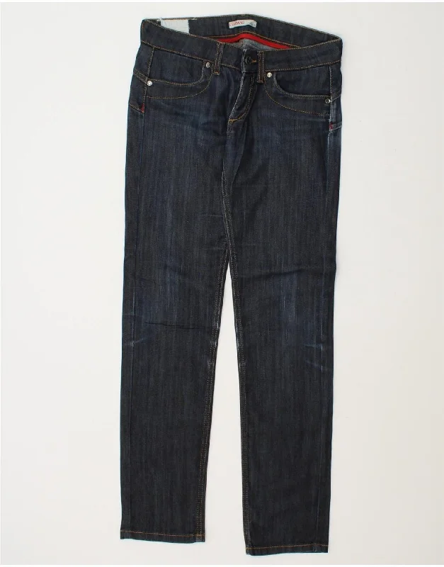LIU JO Womens Slim Jeans W28 L32 Navy Blue Cotton Stylish High-Rise Mom Jeans