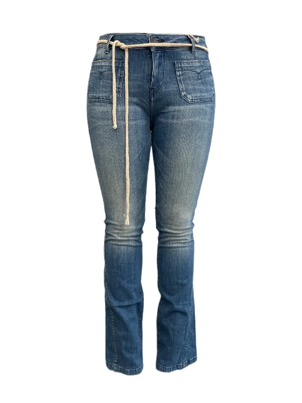 MAISON SCOTCH Women's Blue Flared Tie Dye Jeans #756 NWT Casual Straight-Leg Jeans