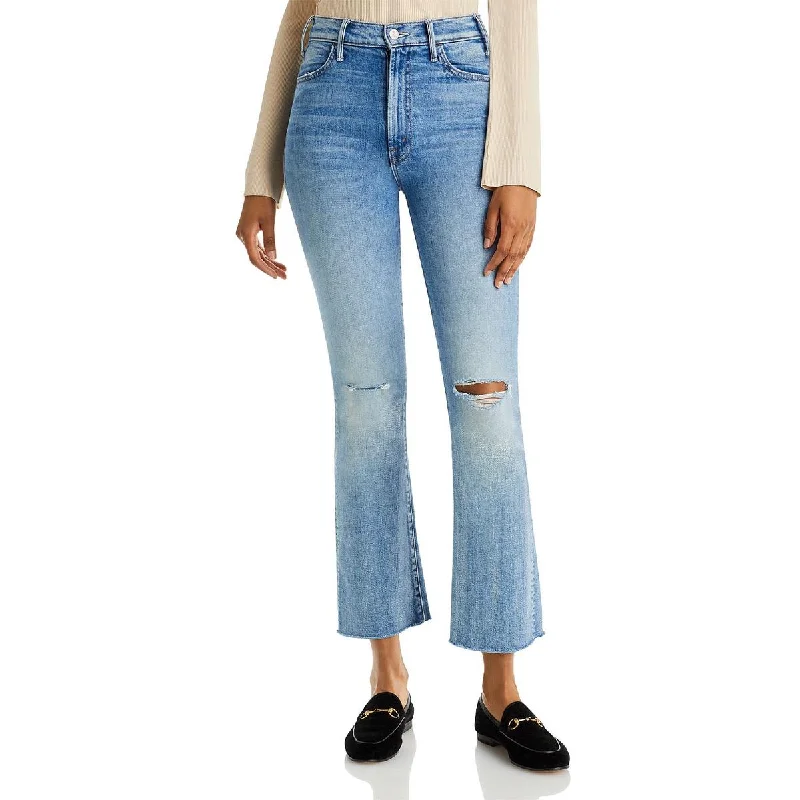 Mother Womens The Hustler Distressed Fray Ankle Jeans Elegant Skinny Leg Jeans