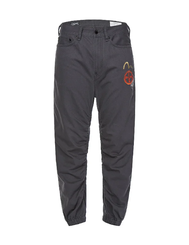 Multi-Layered Graphics Embroidered 3D Jogger Jeans Casual Wide-Legged Denim Jeans