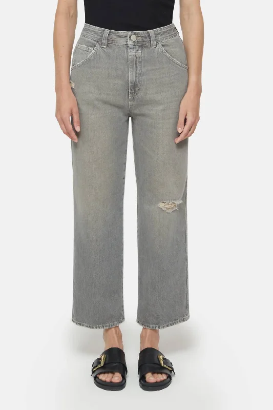 Neige Relaxed Jeans In Mid Grey Stylish Shredded Denim Jeans