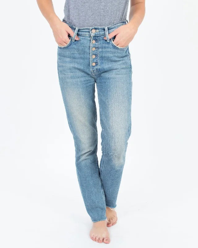"Pixie Dazzler Ankle Fray" Jeans Trendy Layered Pocket Jeans