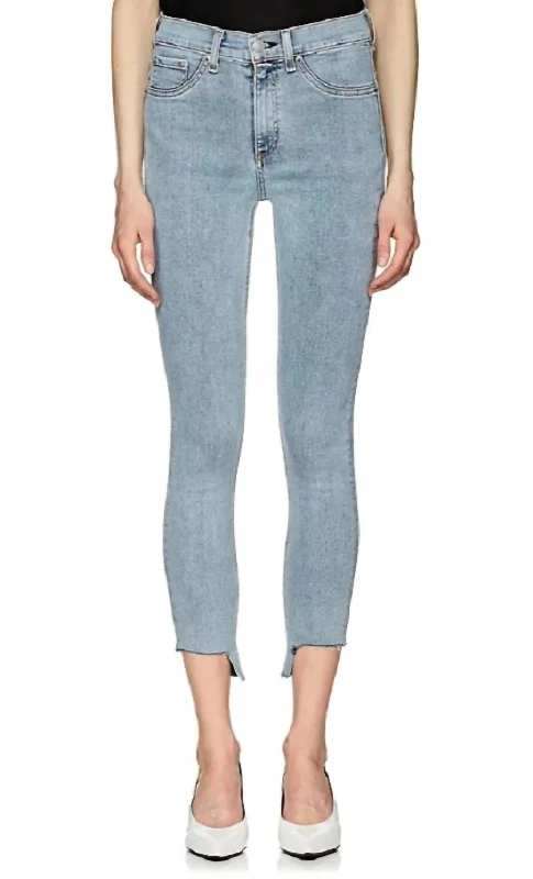 Portland 5 Pocket Style High Rise Ankle Skinny Jeans In Blue Fashionable Straight Fit Denim Portland 5 Pocket Style High Rise Ankle Skinny Jeans In Blue Fashionable Straight Fit Denim