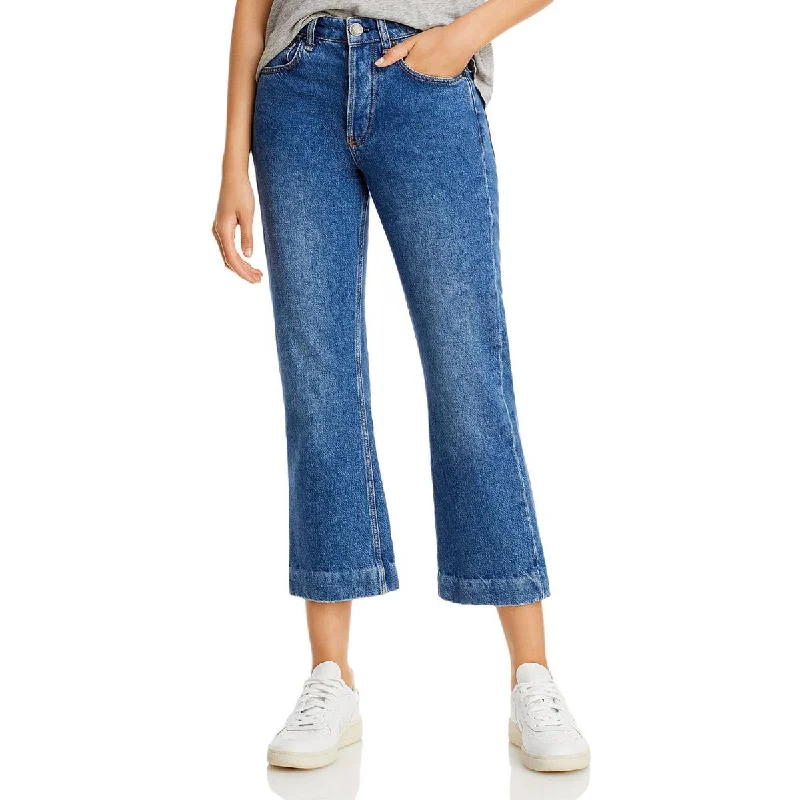 Rag & Bone Womens Maya Ankle Button Fly Wide Leg Jeans Classic Black Denim Jeans