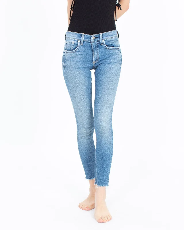 Skinny Fray Jeans Comfortable Straight-Legged Denim