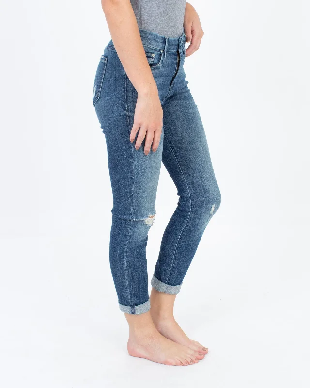 "The Looker Crop" Skinny Jean Trendy Layered Pocket Jeans