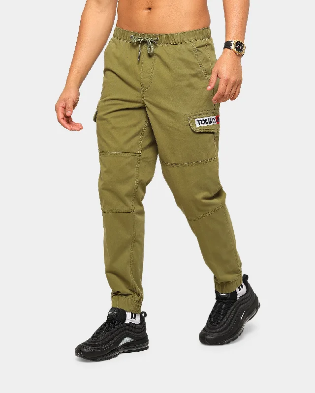 Tommy Jeans Men's TJM Tapered Cuffed Cargo Uniform Olive Comfortable Low-Rise Jeans